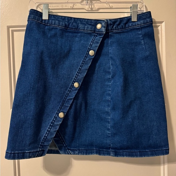 We The Free Denim Cross Snap Wrap Skirt Size 10 - Picture 1 of 7